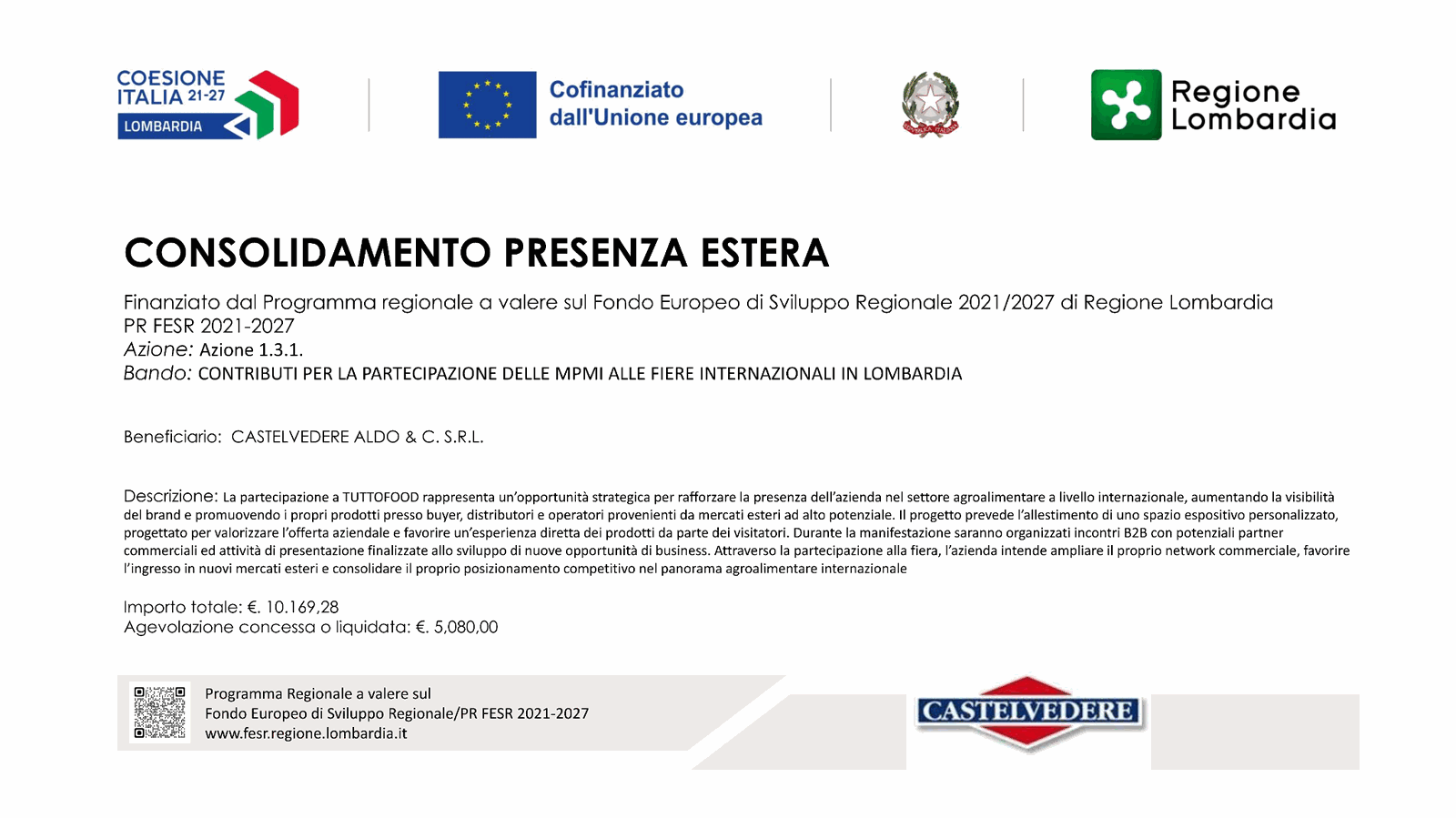 Consolidamento presenza estera